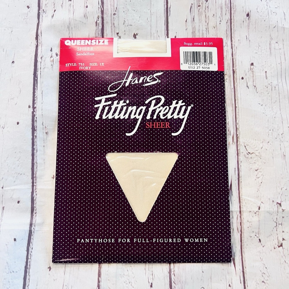 Women's Vintage Hanes Sheer Pantyhose Size 1X Ivory New Style 751 Business wear